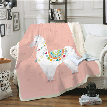 Kuschelige Plüschdecke mit Cartoon-Print