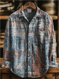 Herrenhemd im Retro-Stil mit Farbblock-Print