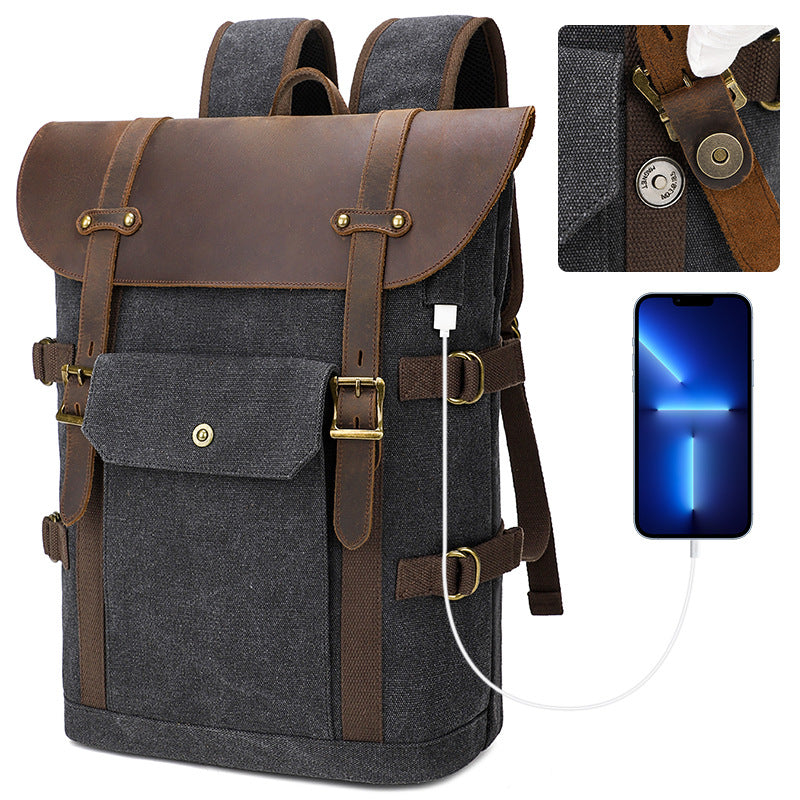 Canvas Rucksack mit USB-Ladefunktion – Bild 2 | LuxeStyle