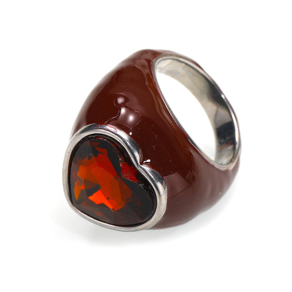 Titanstahl-Ring mit Emaille und grossem Edelstein – Bild 7 | LuxeStyle