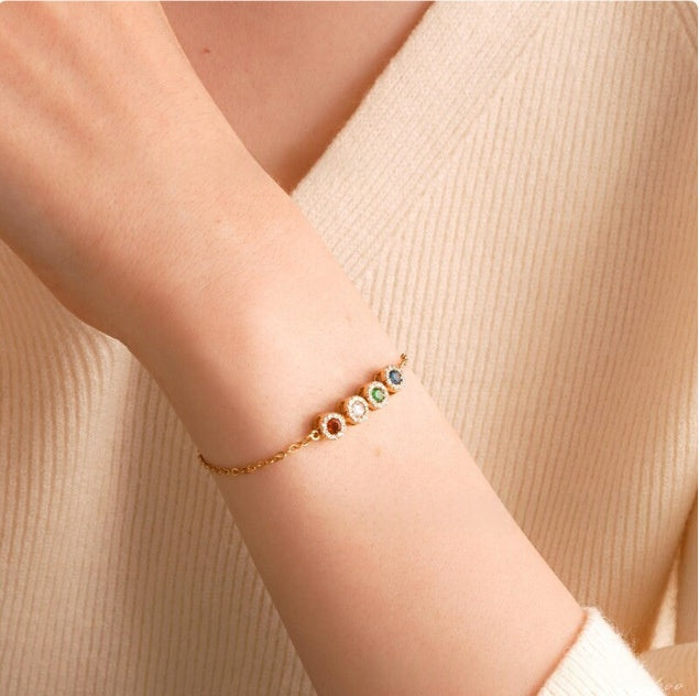 Armband mit farbigem Zirkon und Geburtsstein