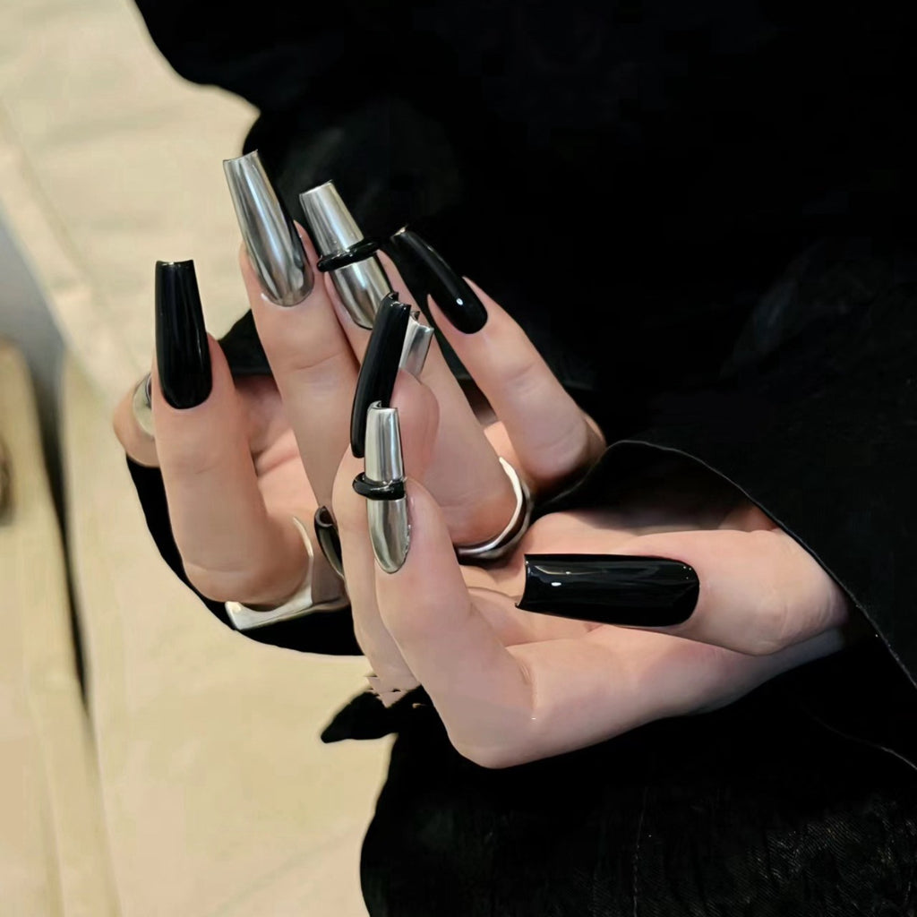 Silber-Schwarz Super Cool Nagelsticker