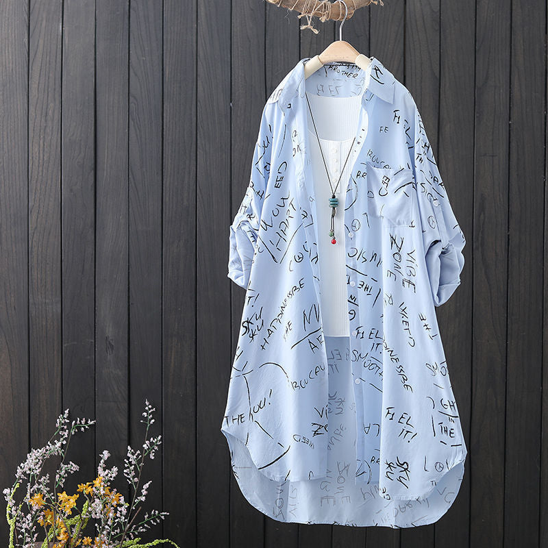 Chiffonbluse mit Letter-Print