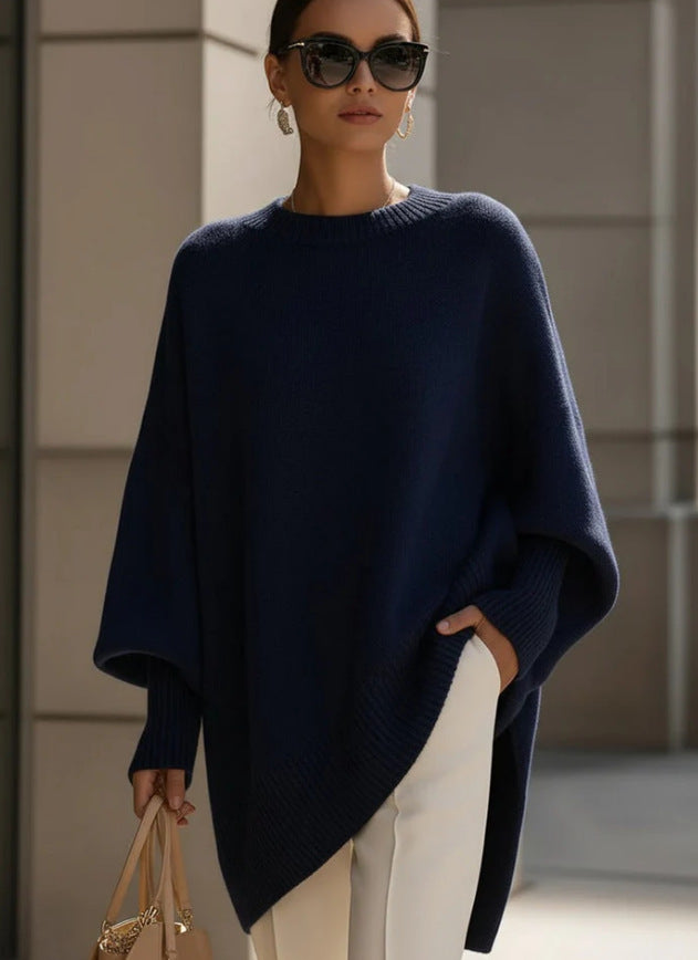 Damen Locker Crew-Neck Strickpullover