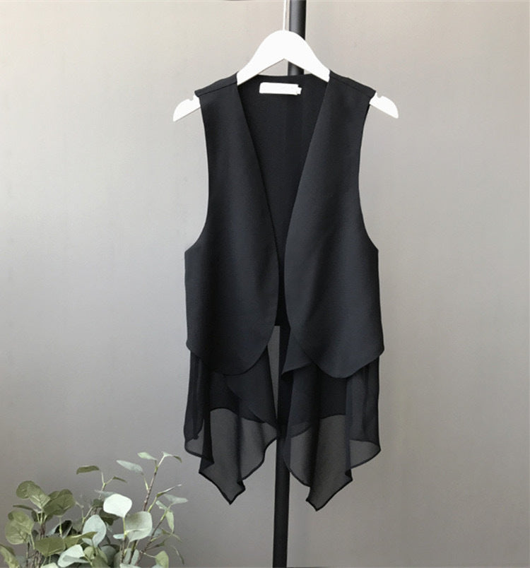 Ärmellose Chiffon-Weste im Korea-Stil