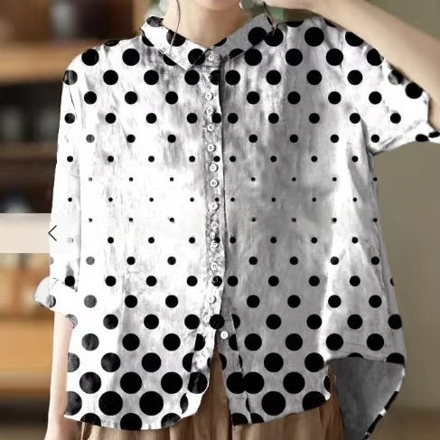 Loose-fit Bluse mit Print und Knopfleiste – Bild 5 | LuxeStyle