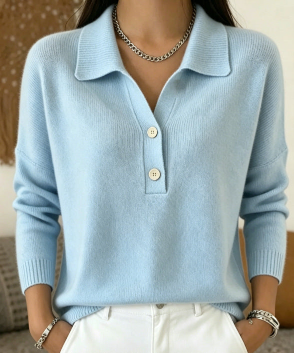 Knitpullover mit geradem Kragen