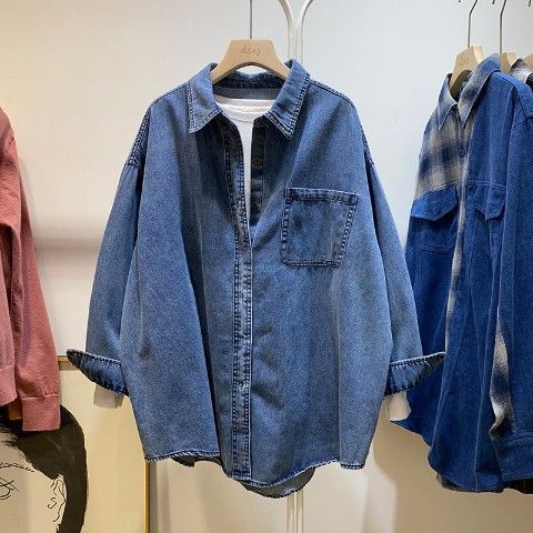 Vintage Denim-Hemd im Hong Kong Stil