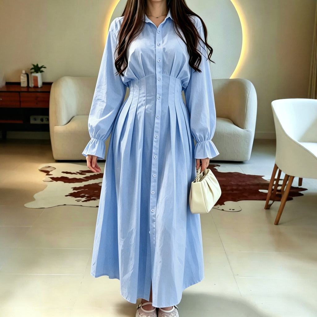 Elegantes Hemdblusenkleid mit Rüschensaum