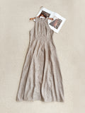 Glänzendes Twill Patchwork Maxikleid