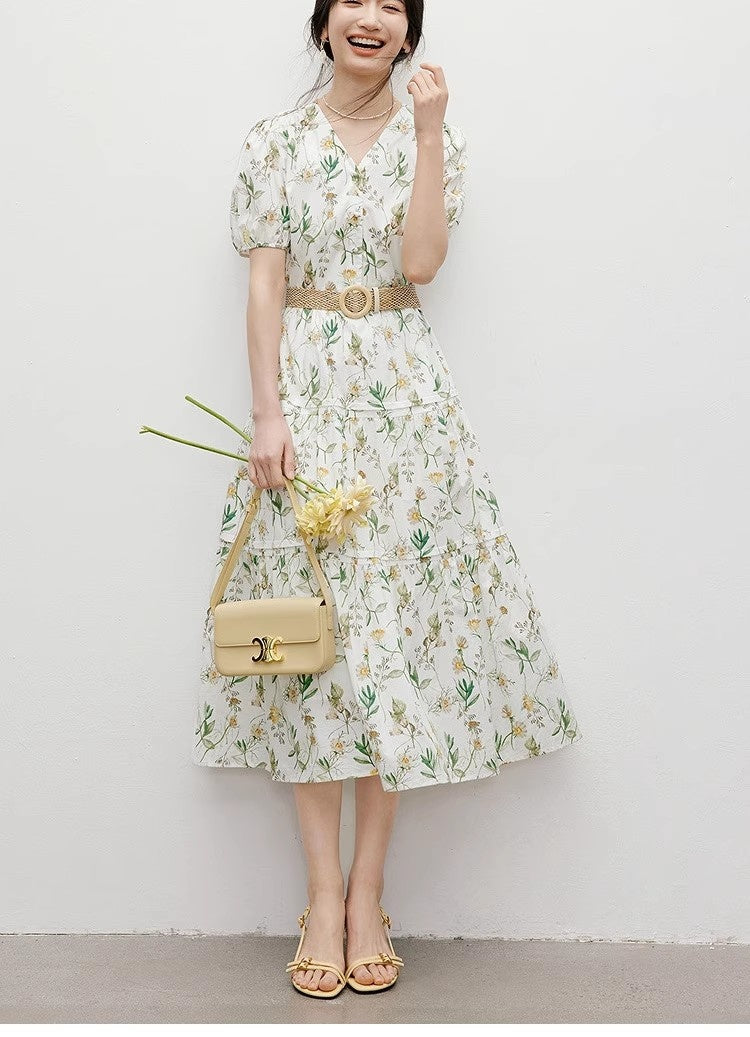 Geblümtes Baumwollkleid mit A-Linie – Bild 5 | LuxeStyle