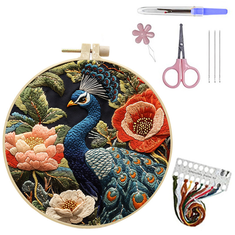 Stickerei-Set Pfau 20 cm Ring – Bild 2 | LuxeStyle