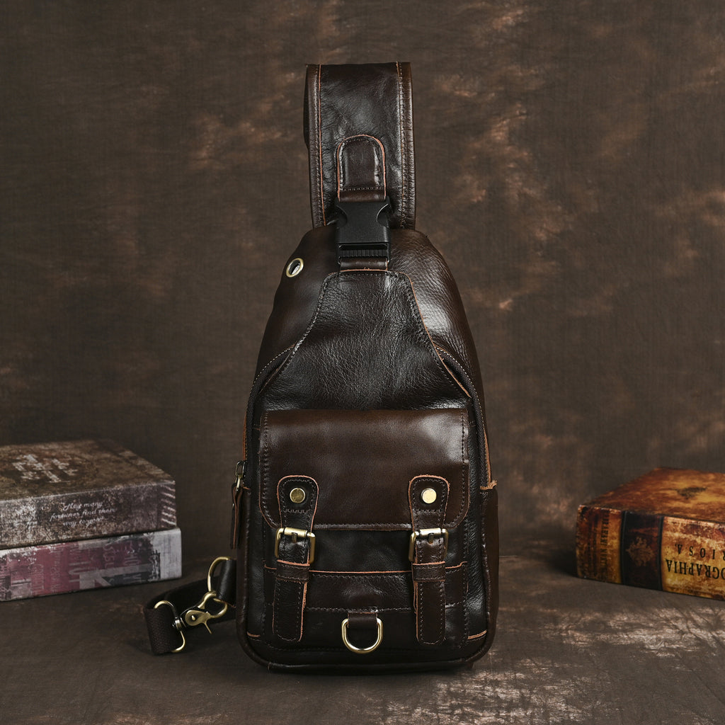 Vintage Leder Crossbody Bag für Herren – Ansicht 4