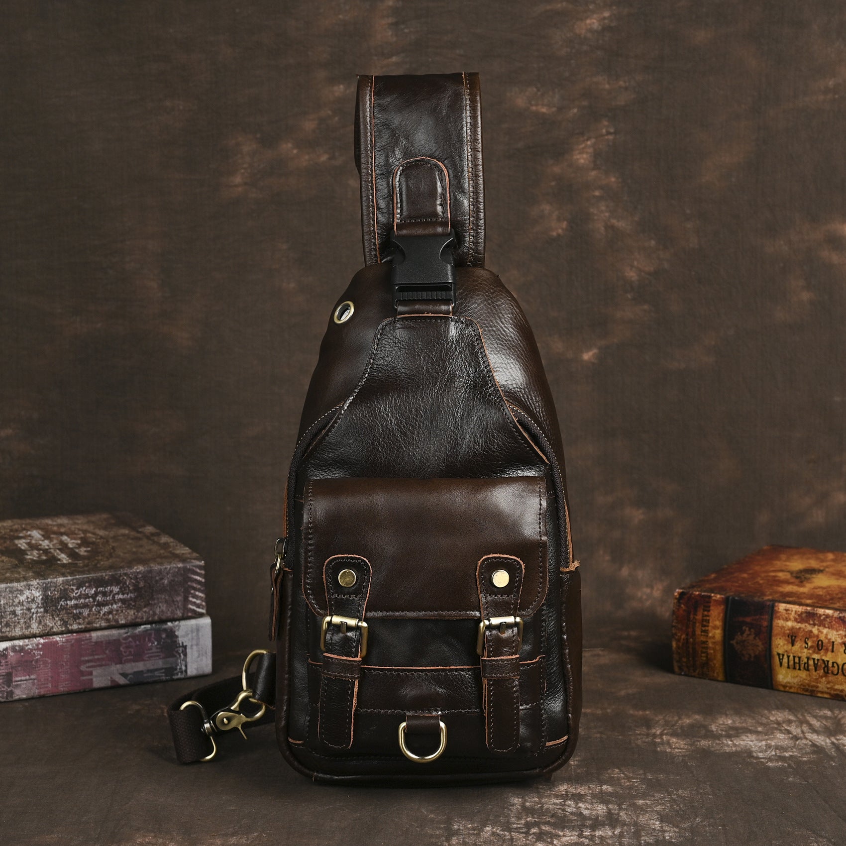Vintage Leder Crossbody Bag für Herren – Ansicht 4