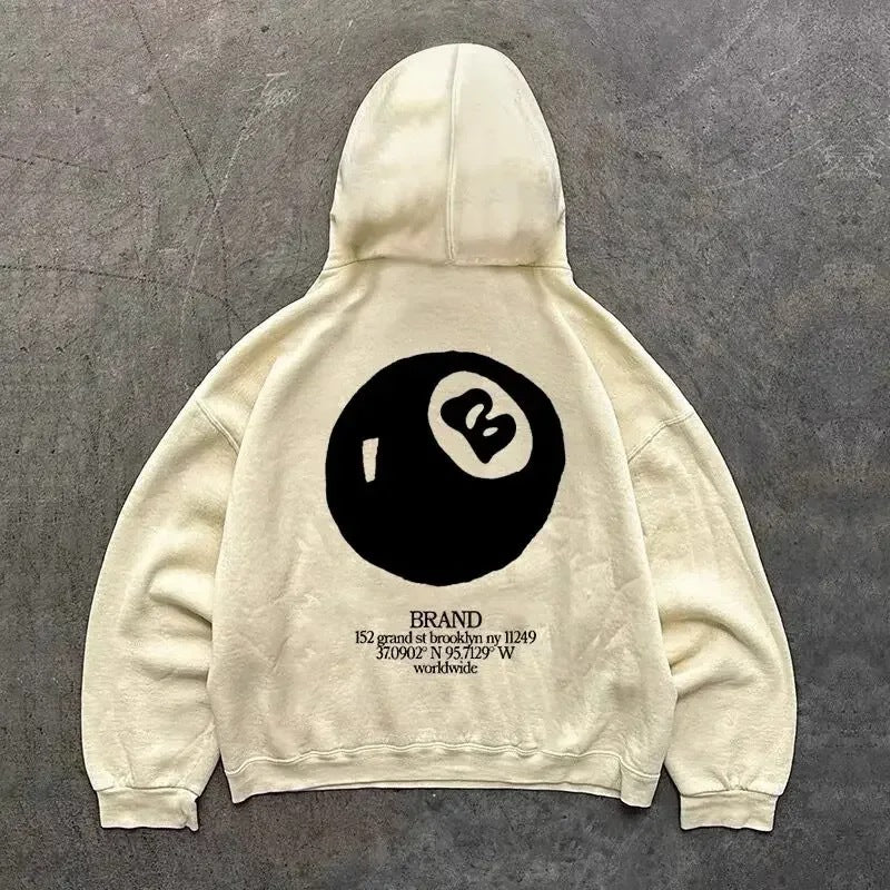 American Retro Hoodie mit Ball 8 Print