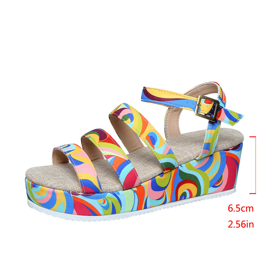 Bunte Peep-Toe-Sandalen mit Schnalle – Bild 13 | LuxeStyle