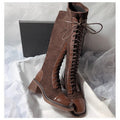 Gestickte Rundzehen Hochstiefel Damen