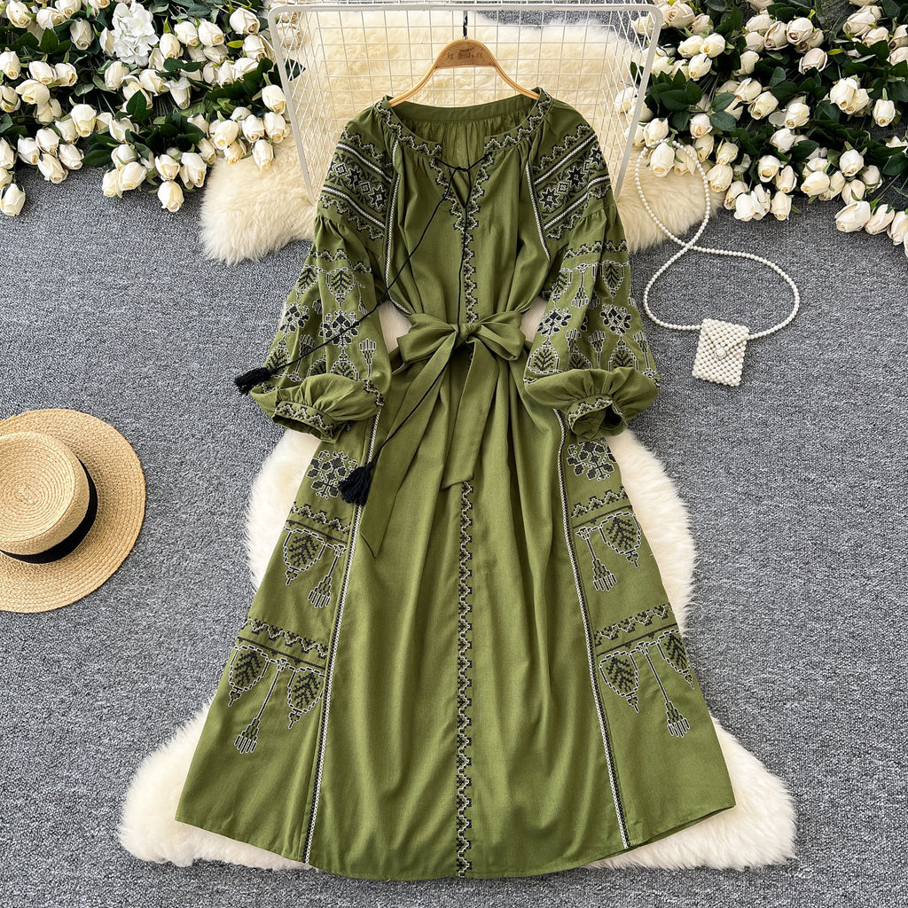 Retro-Style stark besticktes lässiges Damenkleid