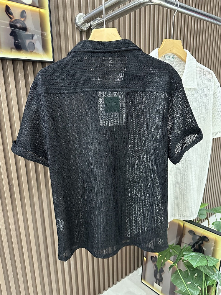 Kurzarm-Strickhemd für Herren – Bild 3 | LuxeStyle