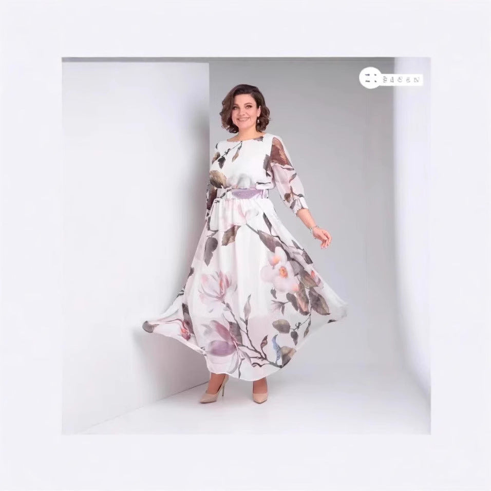 Sommer-Kragen-Retrogedrucktes Kleid