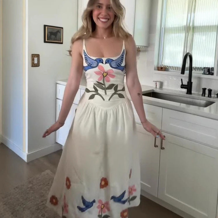Damen trägerloses A-Linien-Kleid mit Print