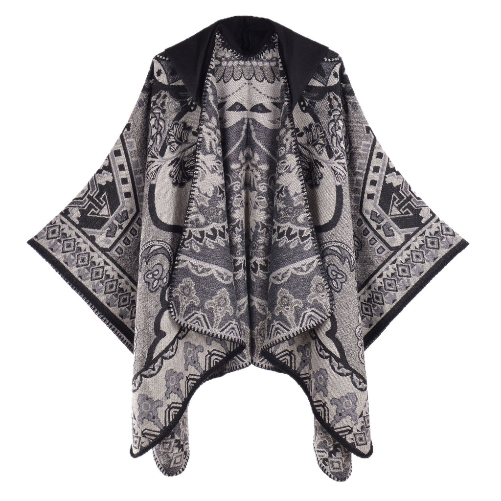 Kapuzencape mit Jacquardmuster – Bild 2 | LuxeStyle