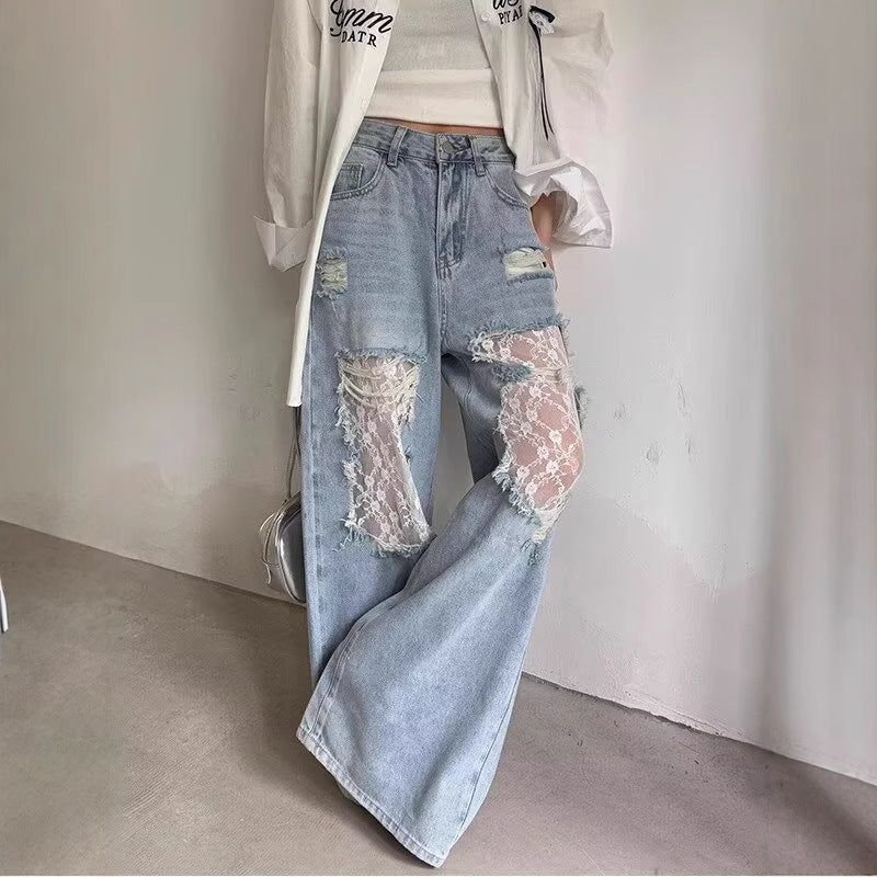 Vintage-Lace-Rip Jeans