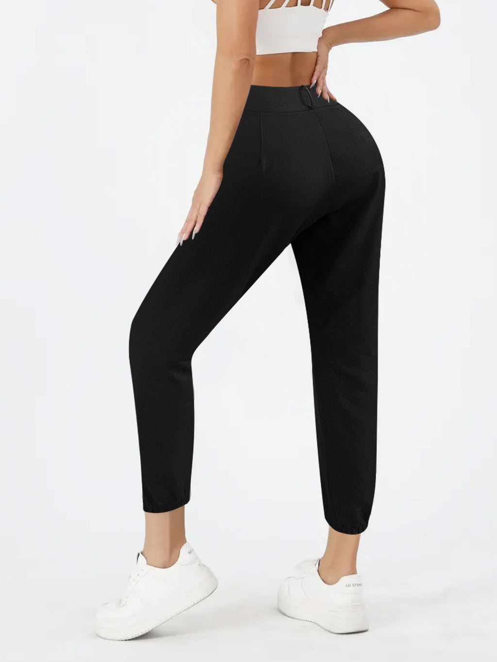 High Waist Button-Fly Jogger Pants mit Taschen