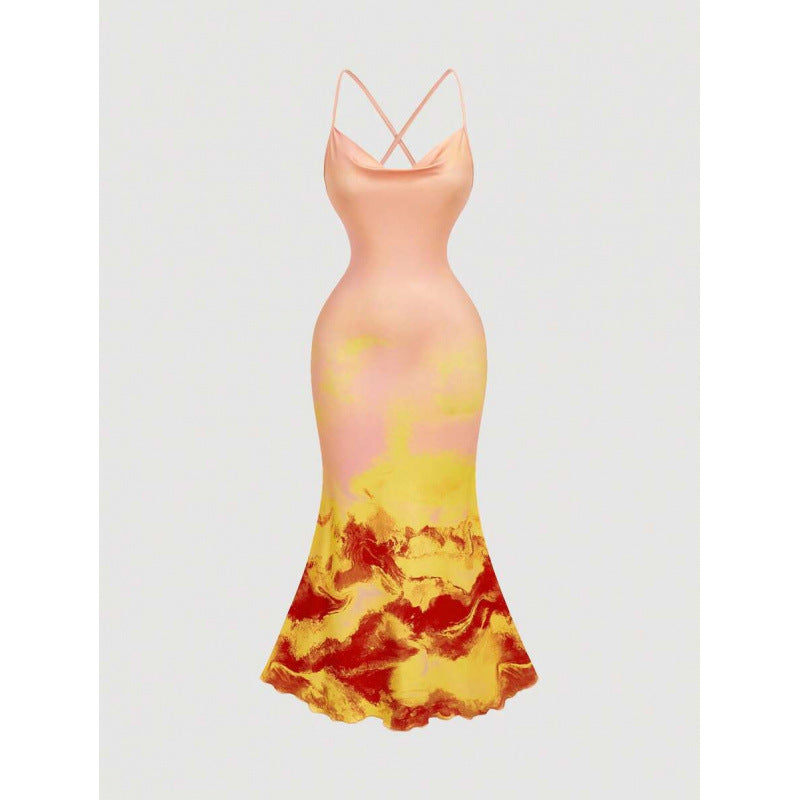 Blumen-Maxikleid «Fleurette» – Neckholder mit Fishtail