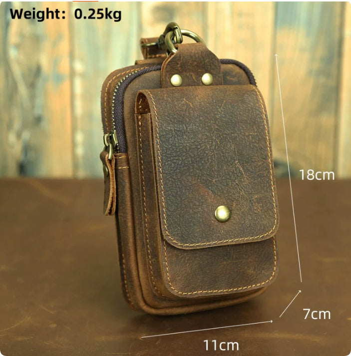 Retro Handy-Gürteltasche aus Rindsleder