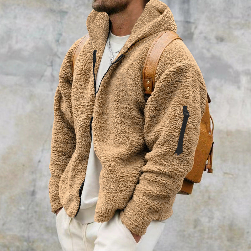 Warme Wende-Fleecejacke mit Kapuze für Herren