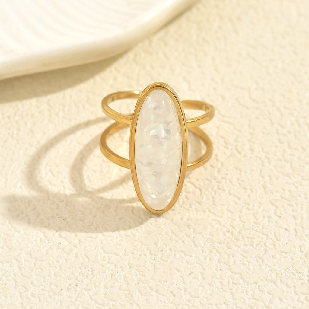 Verstellbarer Ring mit Doppelschicht-Edelstein