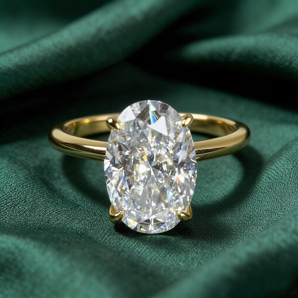 Ovaler Moissanit-Ring, S925 Silber, 18K Vergoldung – Bild 4 | LuxeStyle