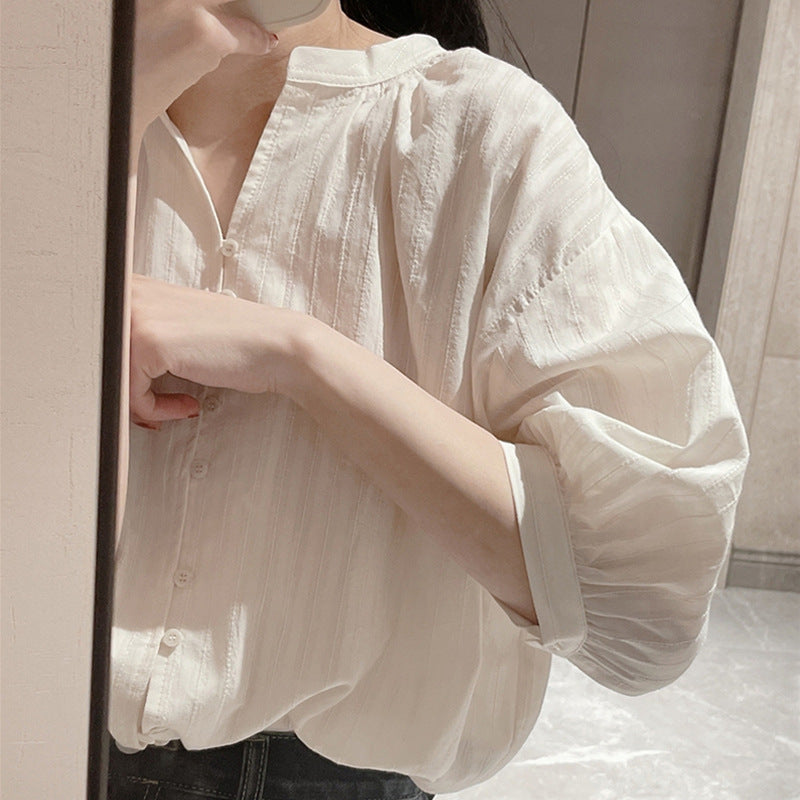 Weisses Puffärmelshirt für lockere Passform – Bild 2 | LuxeStyle
