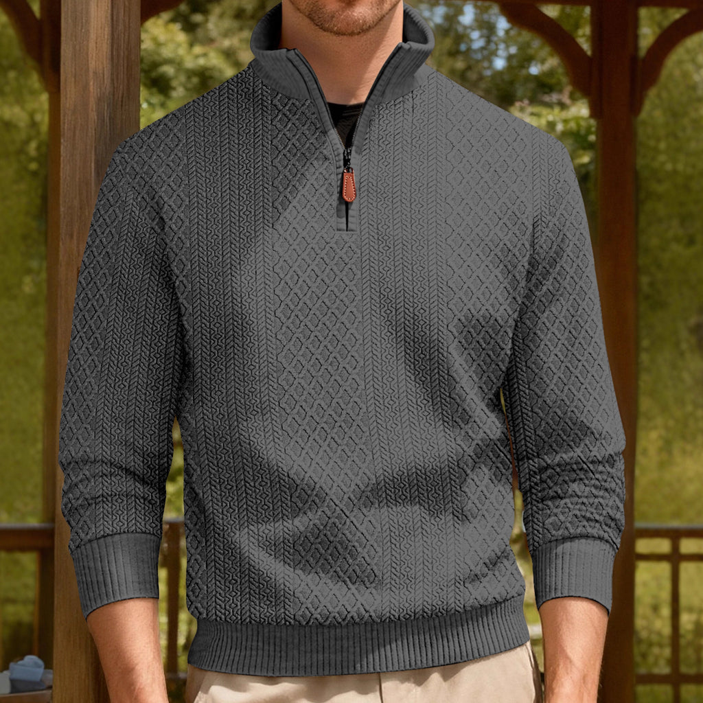 Männliches Sporttop mit Stehkragen, Reissverschluss, Langarm – Bild 5 | LuxeStyle