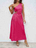 Damen One-Shoulder Plissee Kleid – Bild 7 | LuxeStyle