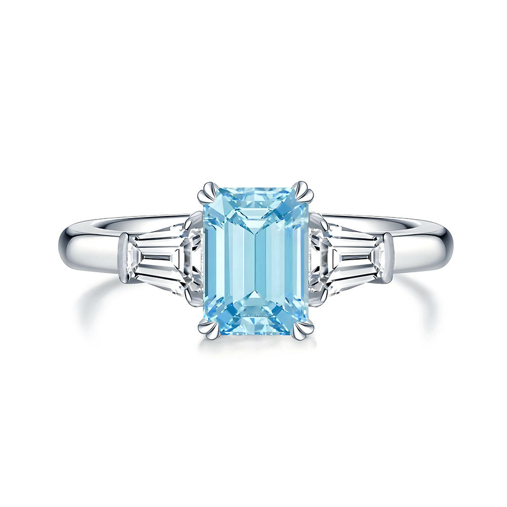 S925 Sterling Silber Aquamarin Würfel-Ring – Bild 2 | LuxeStyle