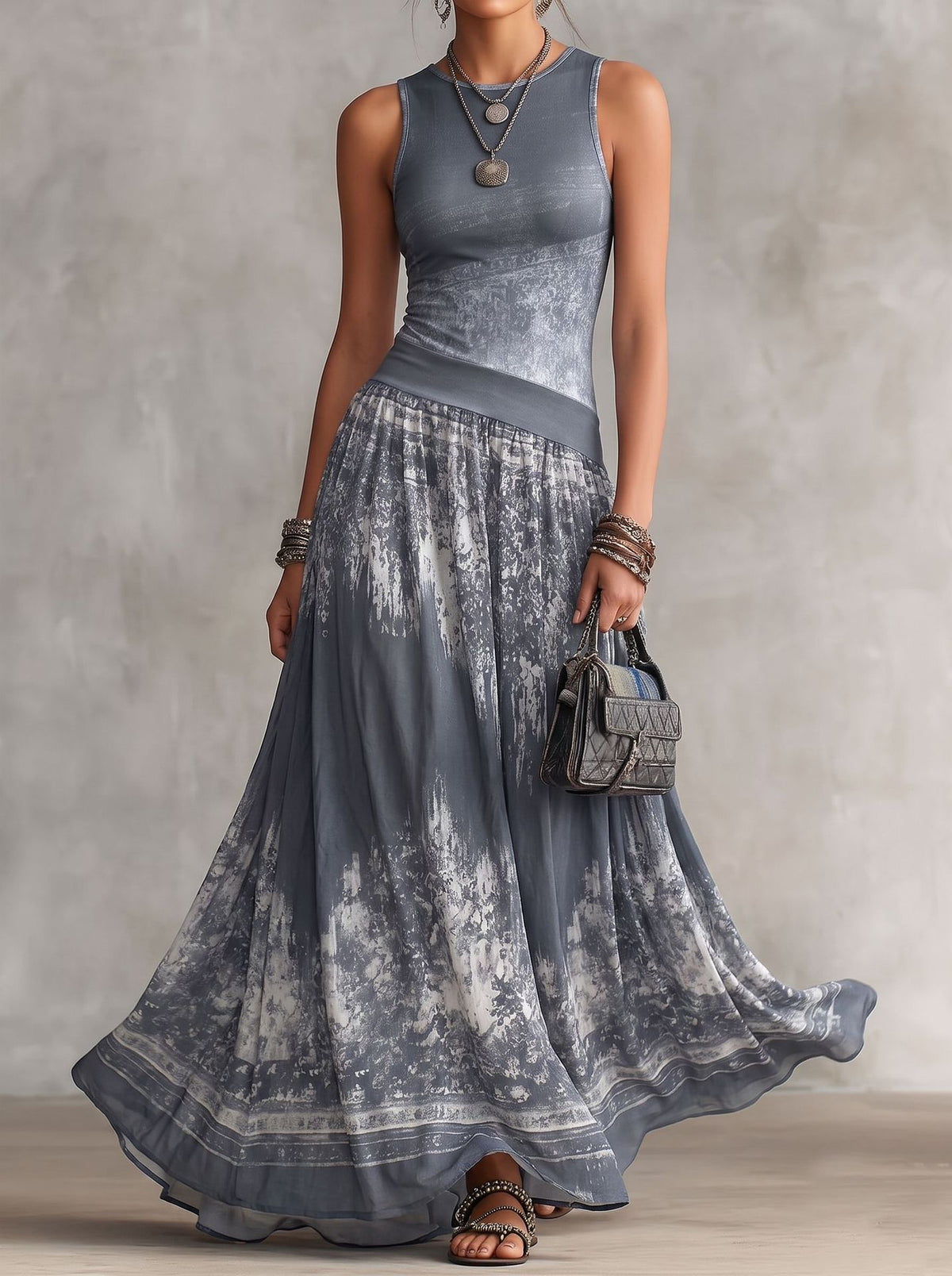 Boho-Maxi-Kleid ohne Ärmel, gestreift – Bild 9 | LuxeStyle