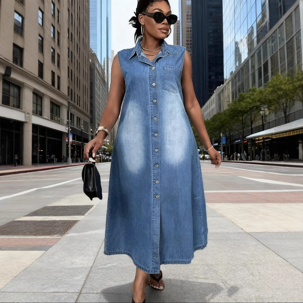 Ärmelloses Jeanskleid für Damen – Bild 5 | LuxeStyle