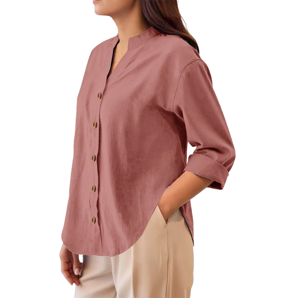 Leichte Baumwoll-Leinen Cardigan Bluse