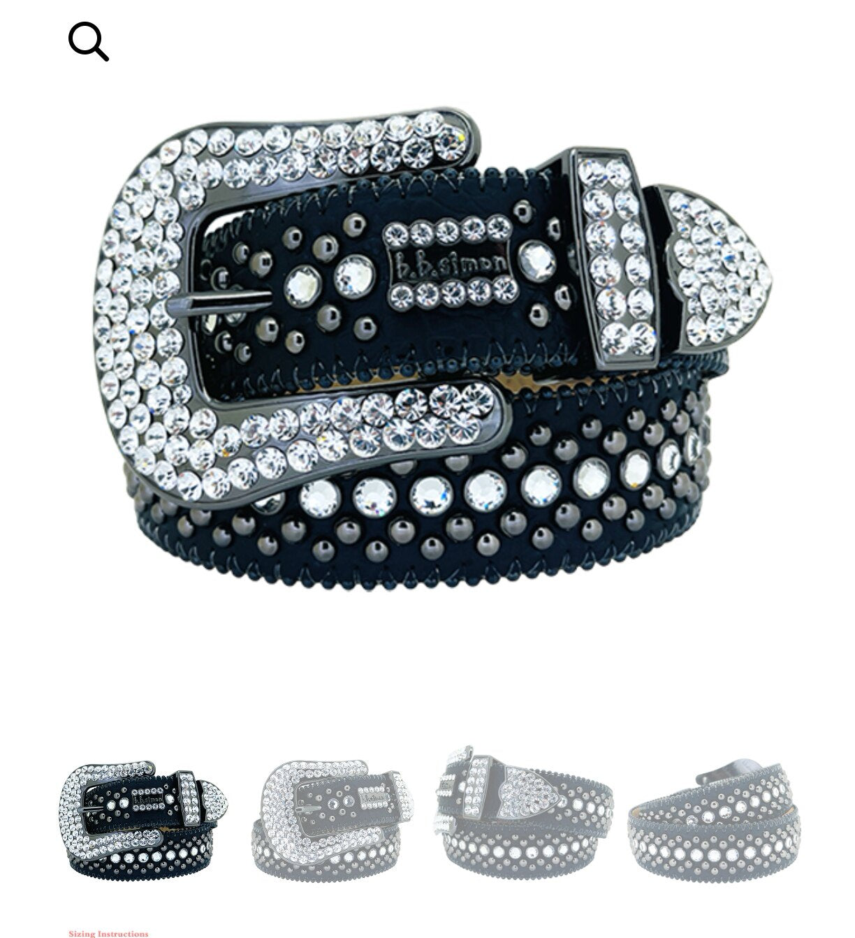 Rhinestone-Gürtel aus Vollnarbenleder