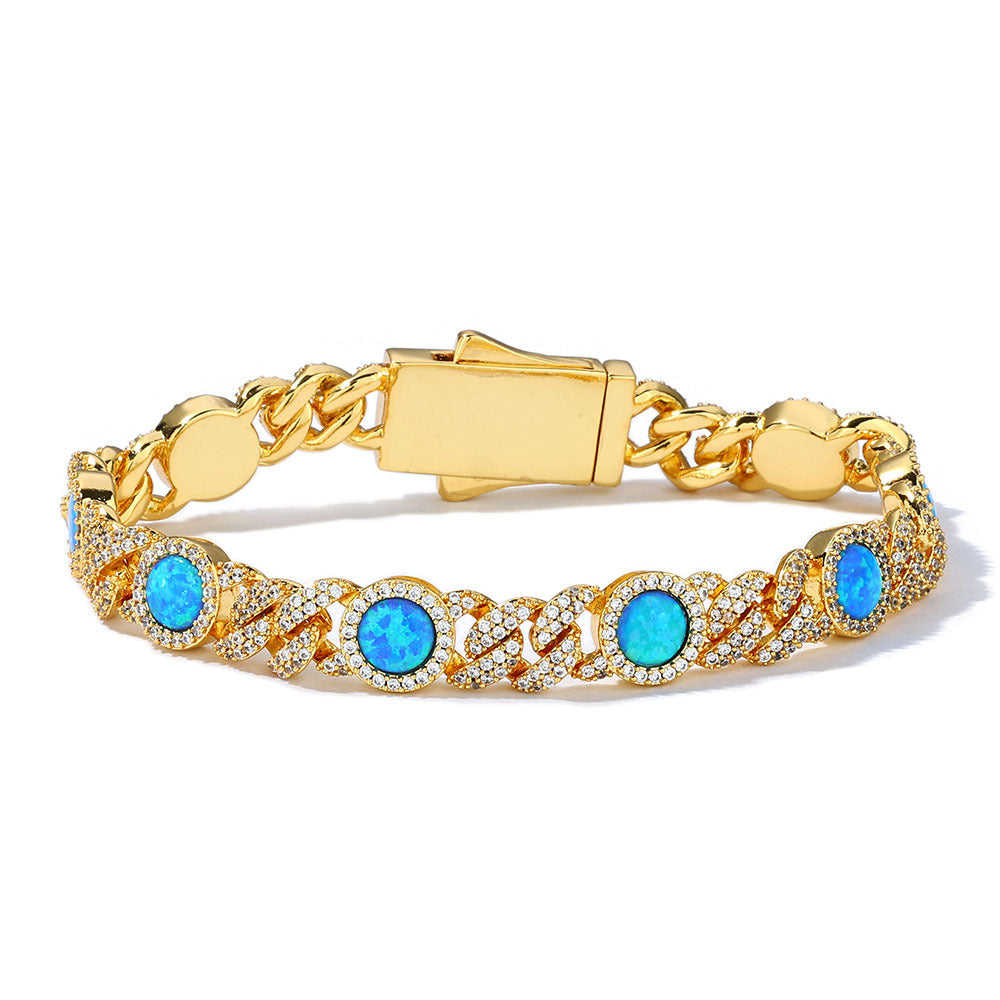 Cuban Armband mit blauem Zirkonia – Bild 2 | LuxeStyle