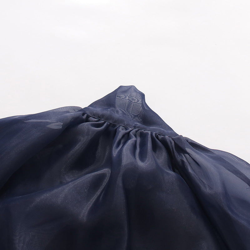 Navy Organza Bluse