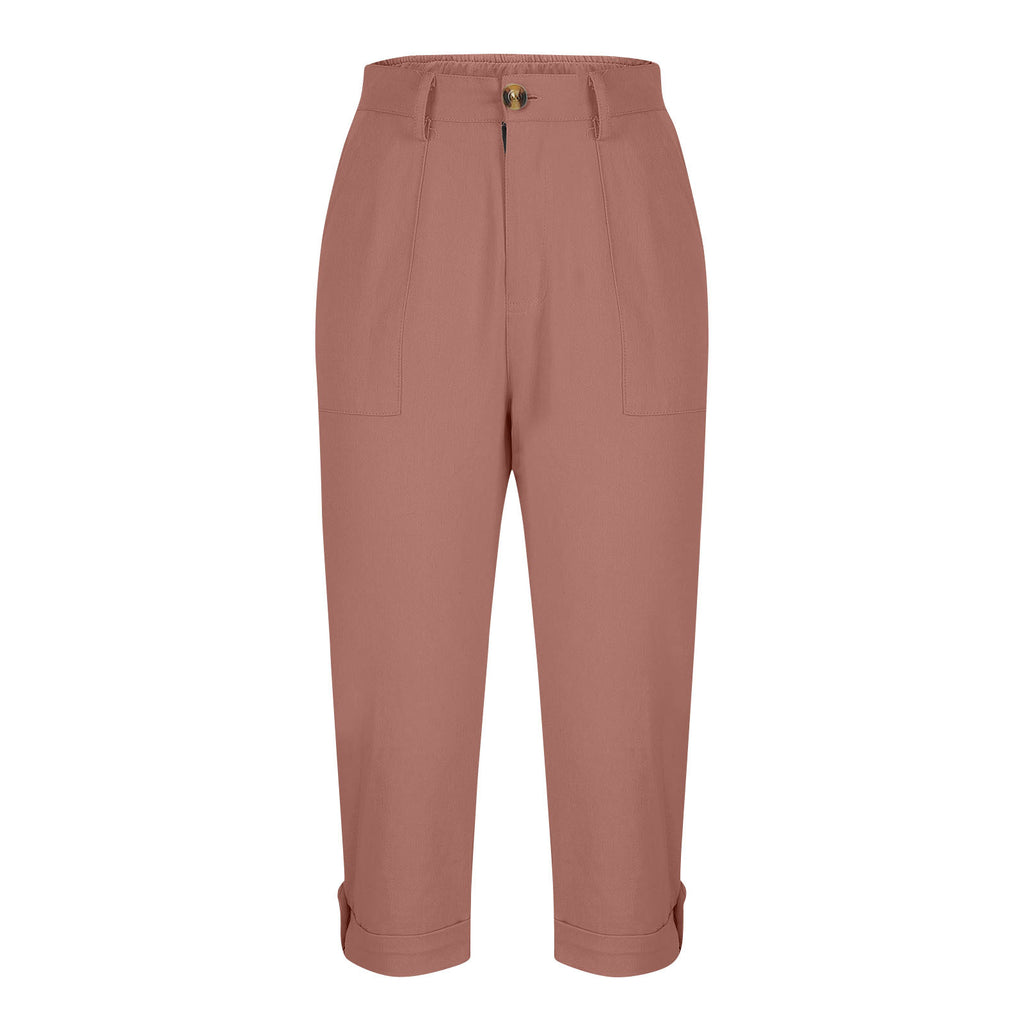 Damen Caprihose mit Roll-up und Knöpfen