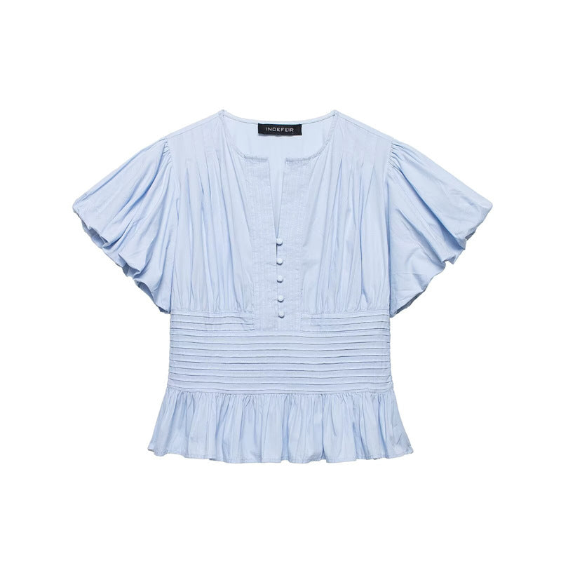 Elegante Bluse mit Rüschen und Puffärmeln – Bild 2 | LuxeStyle