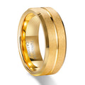 Wolframstahlring mit Gold-Finish und Sandstrahl-Rillen – Bild 4 | LuxeStyle