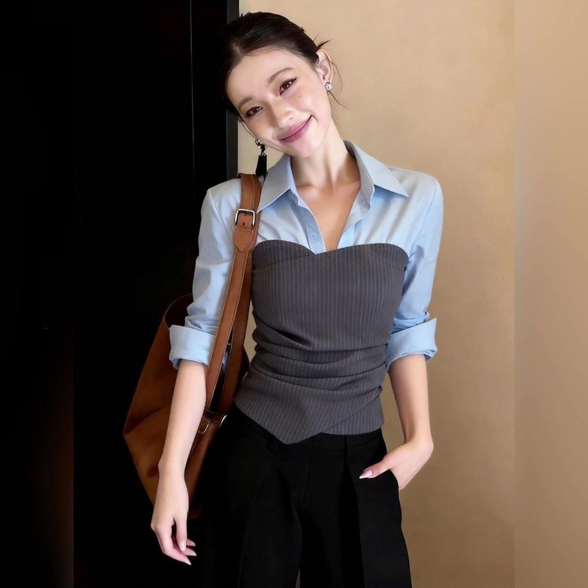 Edle Off-Shoulder Bluse im Zweiteiler-Look
