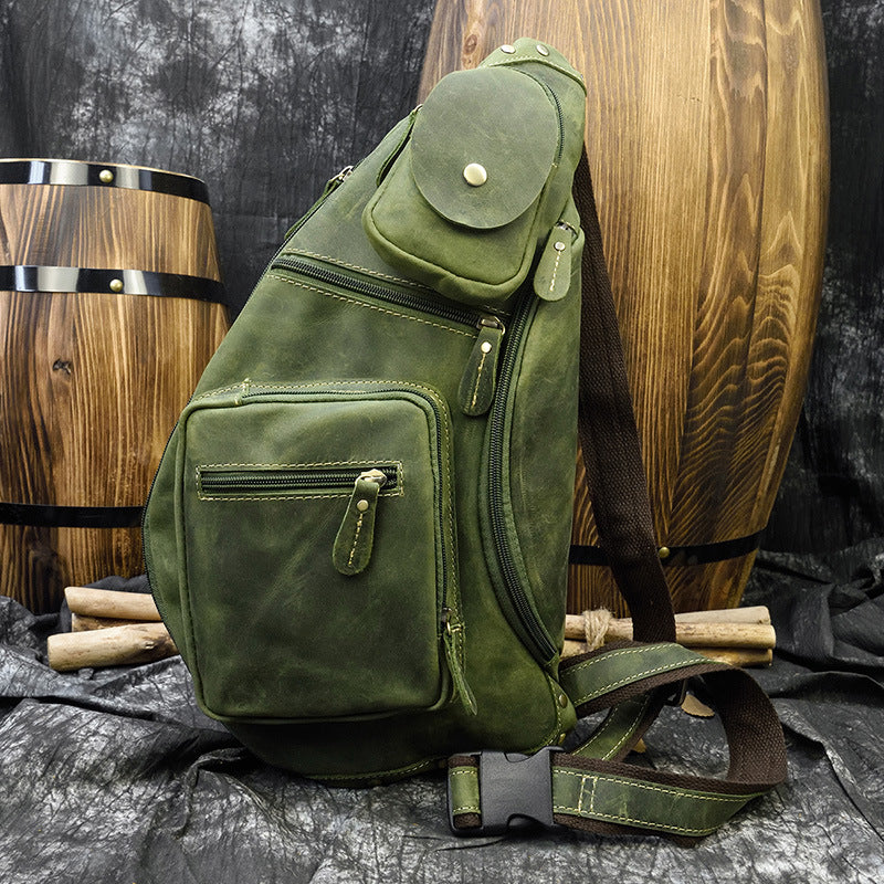 Retro Brusttasche aus echtem Leder