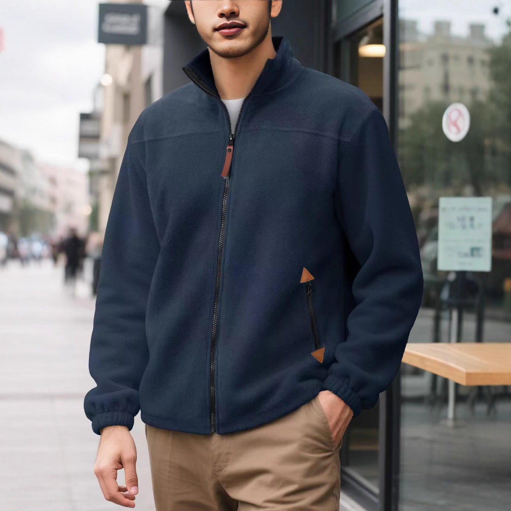 Herren Fleece-Thermo-Hoodie mit Reissverschluss