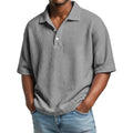 Polo-Shirt Waffelmuster Kurzarm mit Knopfkragen – Bild 17 | LuxeStyle
